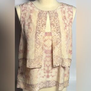 BCBGMaxAzria Cream and Blush Layered Sleeveless Blouse